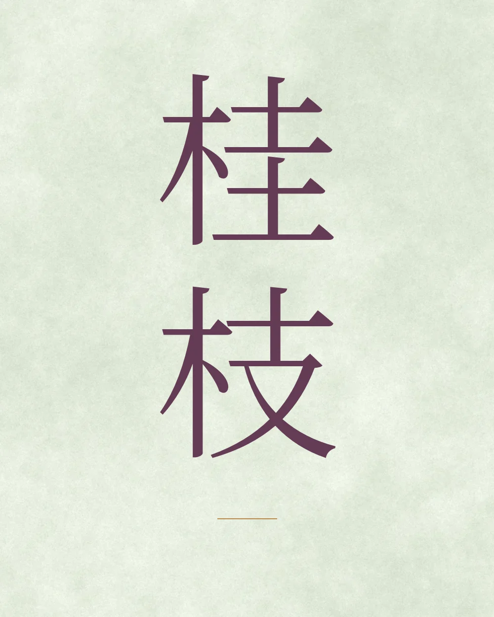The Chinese characters for Gui Zhi on pale green watercolour paper